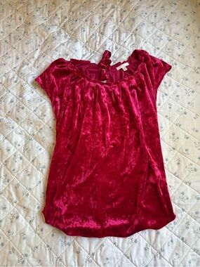 LC Lauren Conrad Velvet Short Sleeve Top - Fuchsia Pink